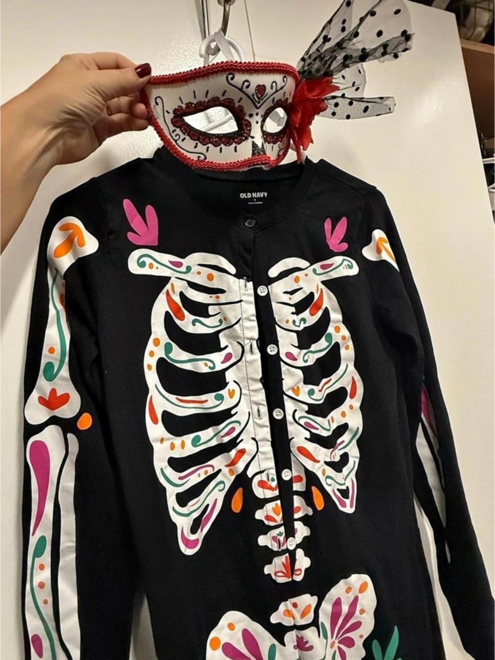 Old Navy Onesie  Día De Los Muertos Skeleton costume and new mask - sexy